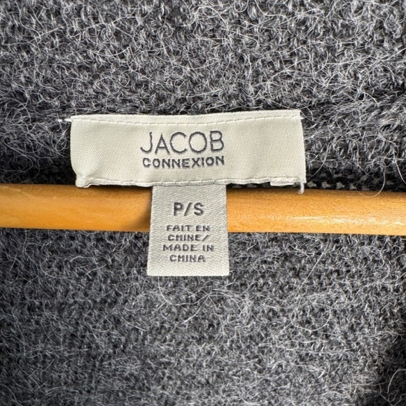 Jacob Connexion Women's Charcoal Alpaca Blend Open Long Sleeve Short Cardigan S - Picture 3 of 11